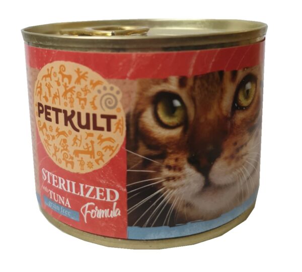 Petkult  cat konz.  STERILISED  tuňák - 185g (10 + 2 gratis)