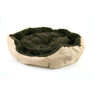 Akinu Nylon & fleece oválný pelech pro psy béžový s tlapkou L 70 x 65 cm