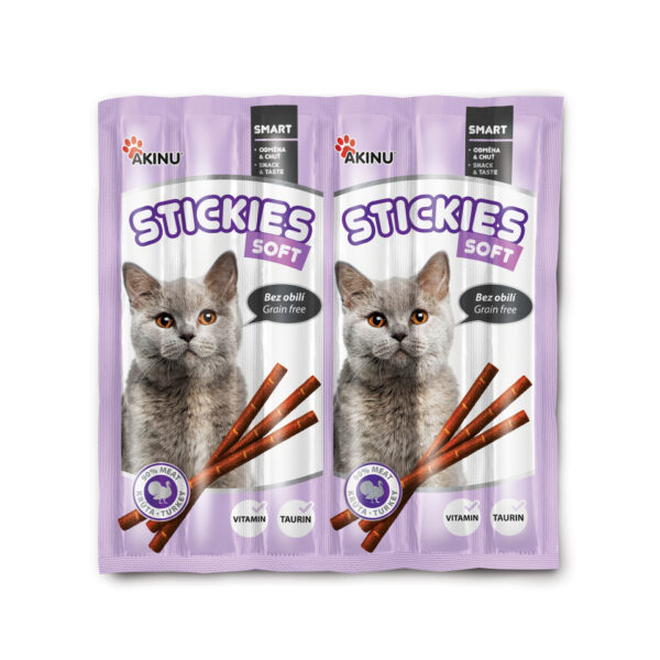 Akinu STICKIES Krůtí tyčinky pamlsek pro kočky 6 x 5 g
