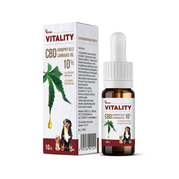 Akinu VITALITY CBD Konopný olej doplněk stravy pro psy 10% 10 ml