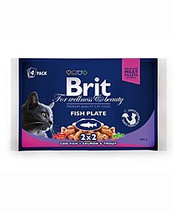 Brit Premium Cat kapsa Fish Plate 400g (4x100g)