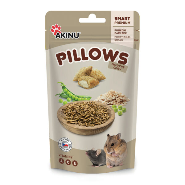 Akinu PILLOWS Polštářky s moučným červem pamlsek pro hlodavce 40 g