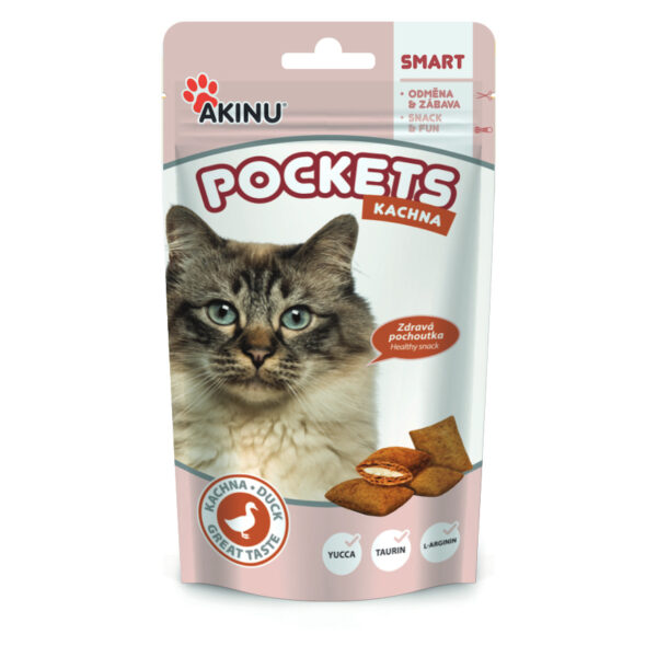 Akinu POCKETS Kachní polštářky pamlsek pro kočky 40 g