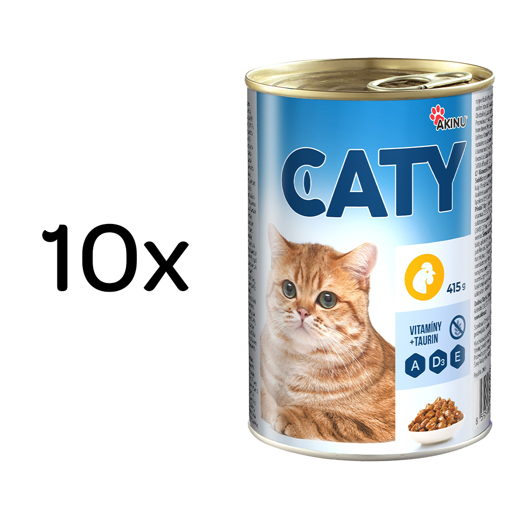 Akinu CATY Drůbeží kousky v omáčce konzerva pro kočky 10 x 415 g