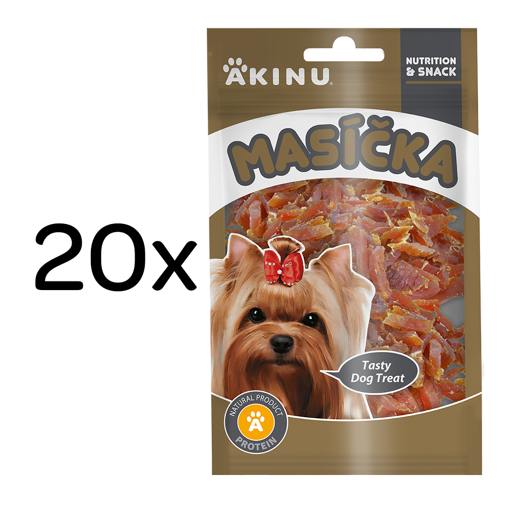 Akinu MASÍČKA Kuřecí proužky pamlsek pro psy 20 x 75 g