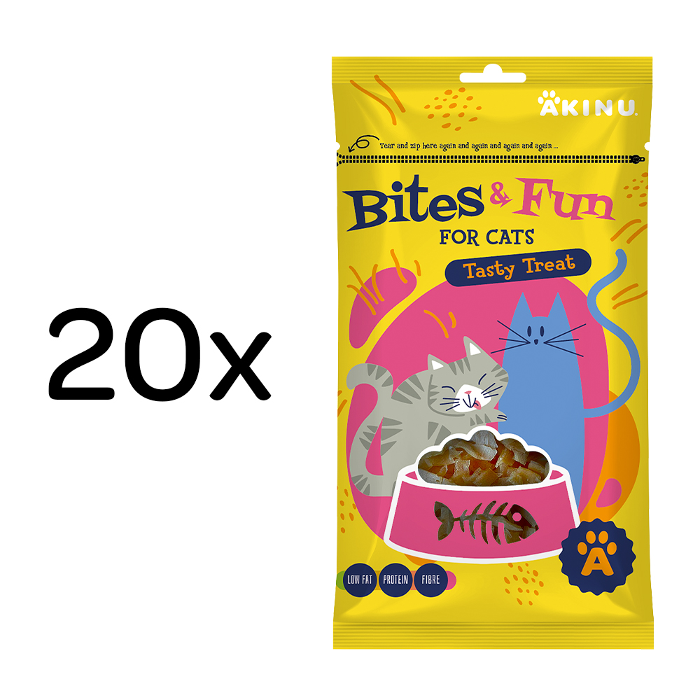 Akinu BITES & FUN Kuřecí kousky pamlsek pro kočky 20 x 60 g