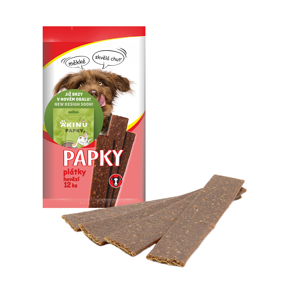 Akinu PAPKY Hovězí plátky pamlsek pro psy 12 ks