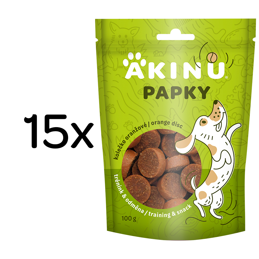 Akinu PAPKY Kolečko oranžové pamlsek pro psy 15 x 100 g