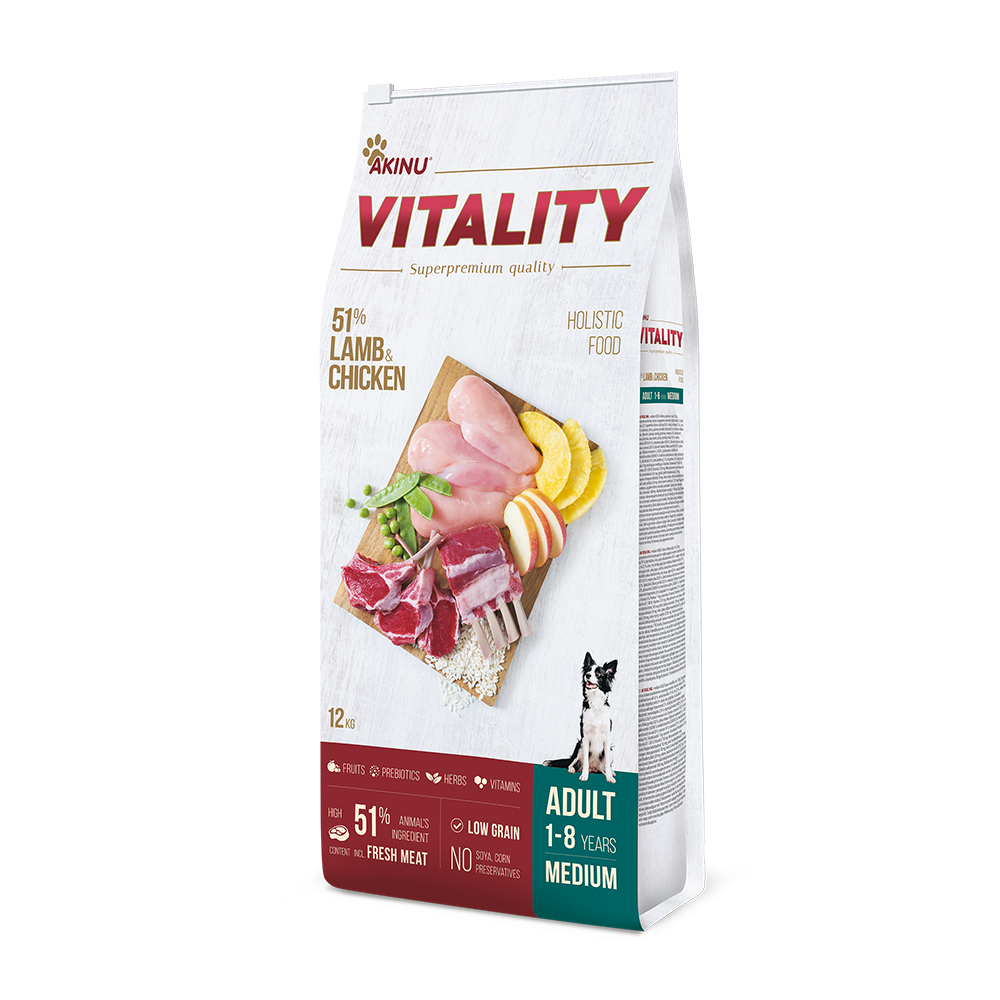 Akinu VITALITY Jehněčí & kuřecí granule pro psy středních plemen 12 kg