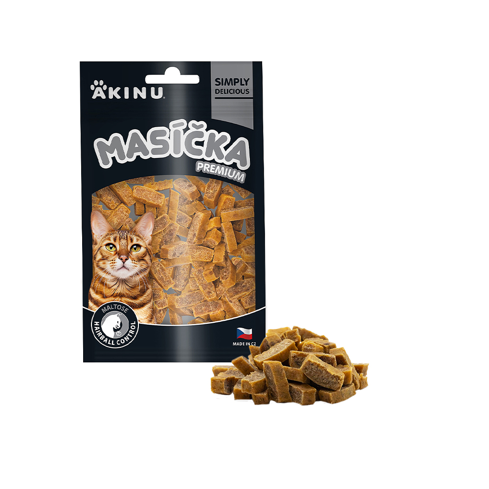 Akinu MASÍČKA PREMIUM Hairball Control pamlsek pro kočky 50 g