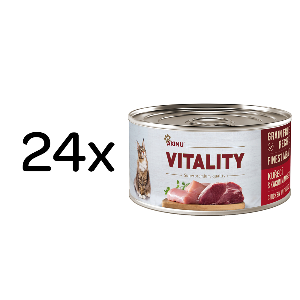 Akinu VITALITY Kuřecí & kachní maso konzerva pro kočky 24 x 70 g