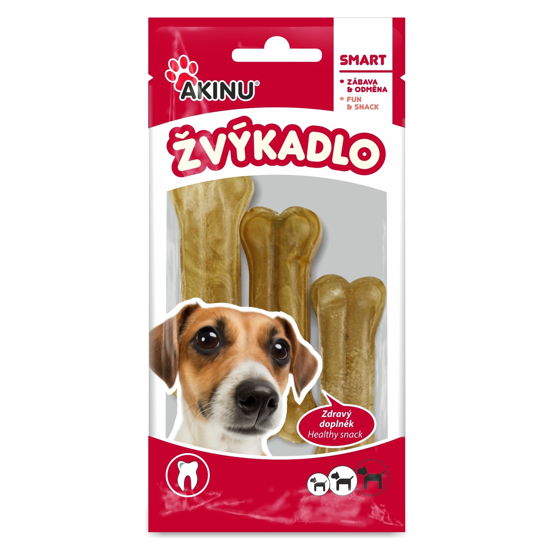 Akinu PAPKY Kost z buvolí kůže přírodní pamlsek pro psy žvýkací 8 cm 3 ks