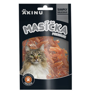 Akinu MASÍČKA PREMIUM Kachní plátky pro kočky mramorované 50 g