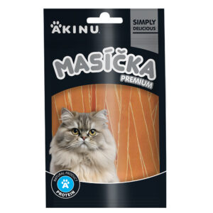 Akinu MASÍČKA PREMIUM Losos s treskou mini proužky pamlsek pro kočky 50 g