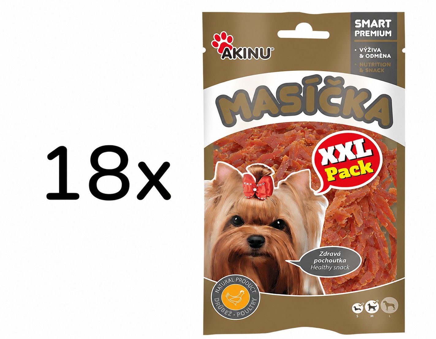 Akinu MASÍČKA Kuřecí proužky pamlsek pro psy XXL 18 x 90 g