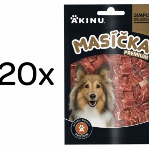 Akinu MASÍČKA PREMIUM Kachní měkké kostky pamlsek pro psy 20 x 75 g