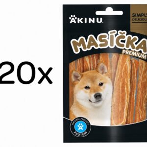 Akinu MASÍČKA PREMIUM Losos plátky s kůží pamlsek pro psy 20 x 75 g