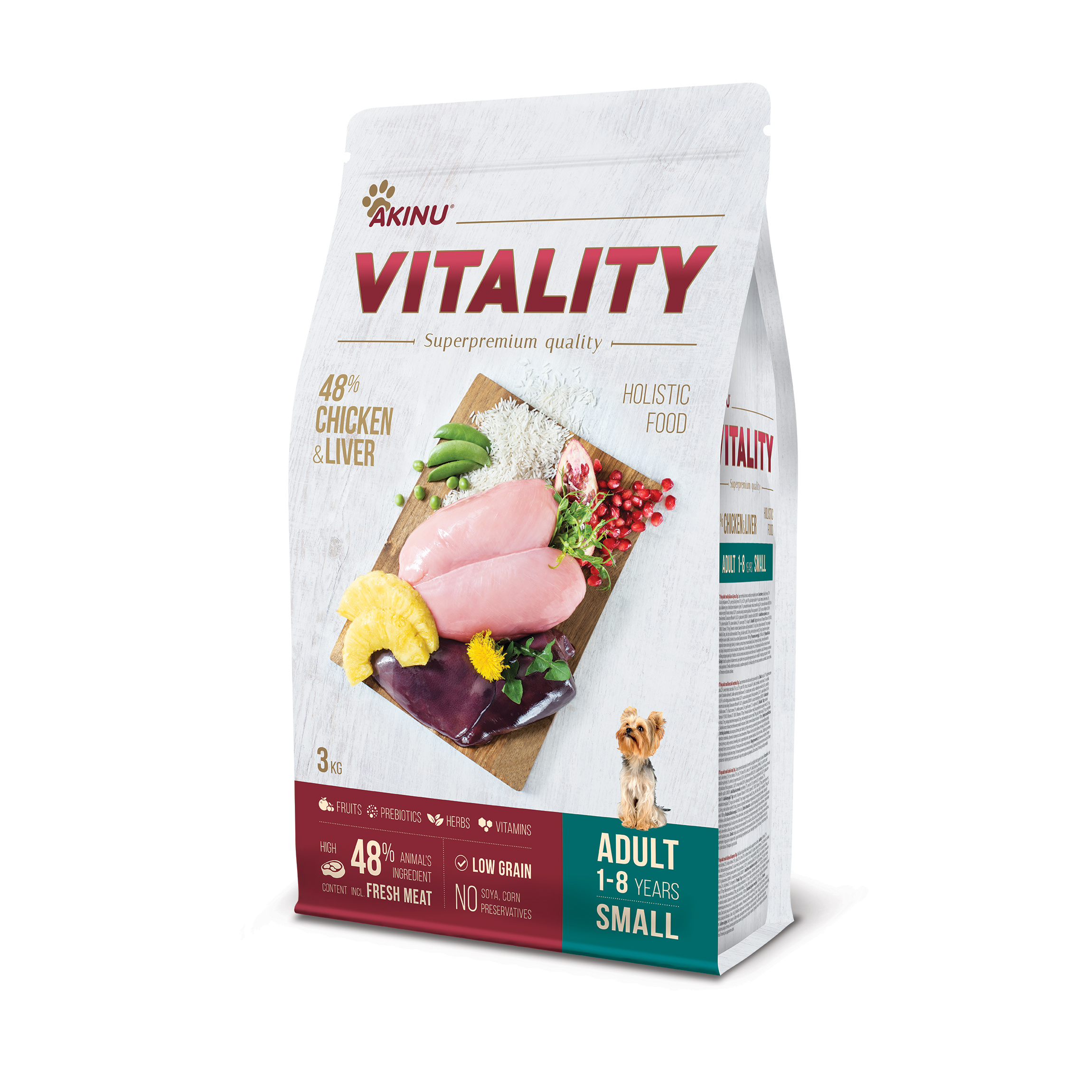 Akinu VITALITY Kuřecí & játrové granule pro psy malých plemen 3 kg
