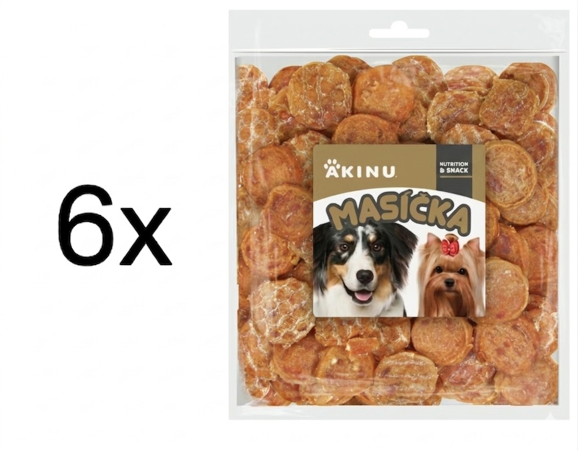 Akinu MASÍČKA Kuřecí chipsy pamlsek pro psy 6 x 300 g