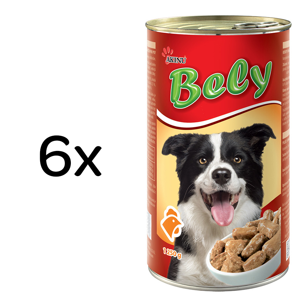 Akinu BELY Drůbeží kousky v omáčce konzerva pro psy 6 x 1250 g