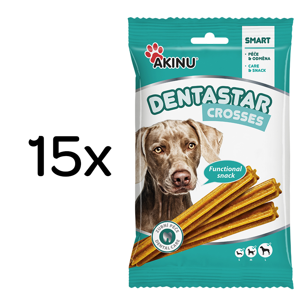 Akinu DENTASTAR Tyčky pamlsek pro psy dentální žvýkací 15 x 7 ks
