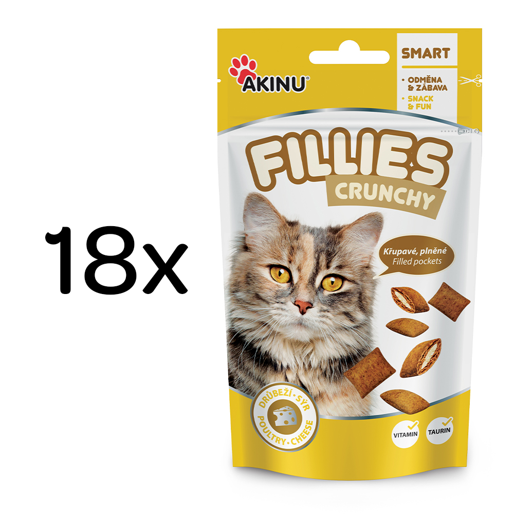 Akinu FILLIES Drůbeží se sýrem plněné kapsičky pamlsek pro kočky 18 x 50 g