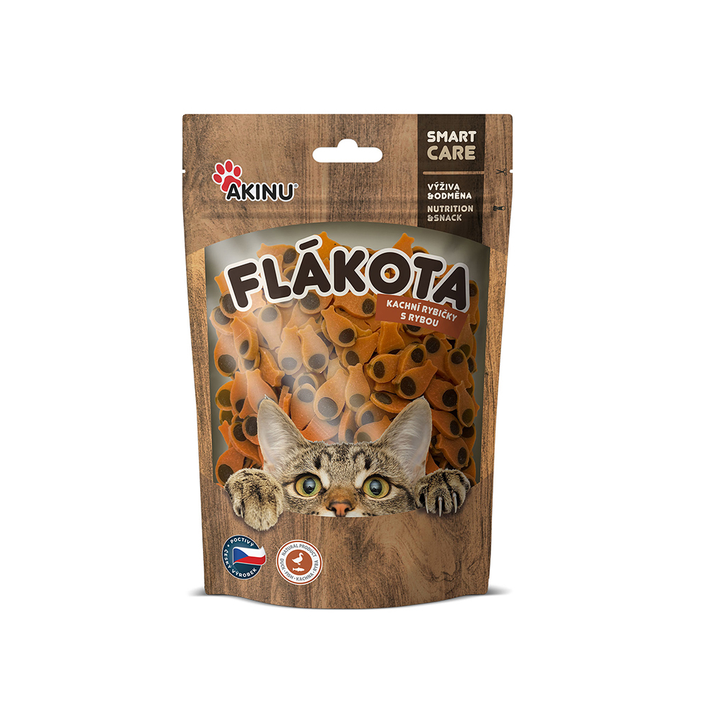 Akinu Flákota Kachní & rybí rybičky pamlsek pro kočky 70 g