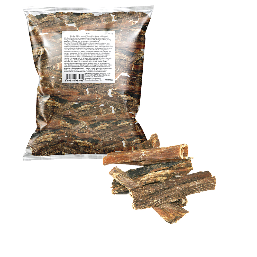 Akinu Hovězí dršťky pamlsek pro psy 4-15 cm 1 kg