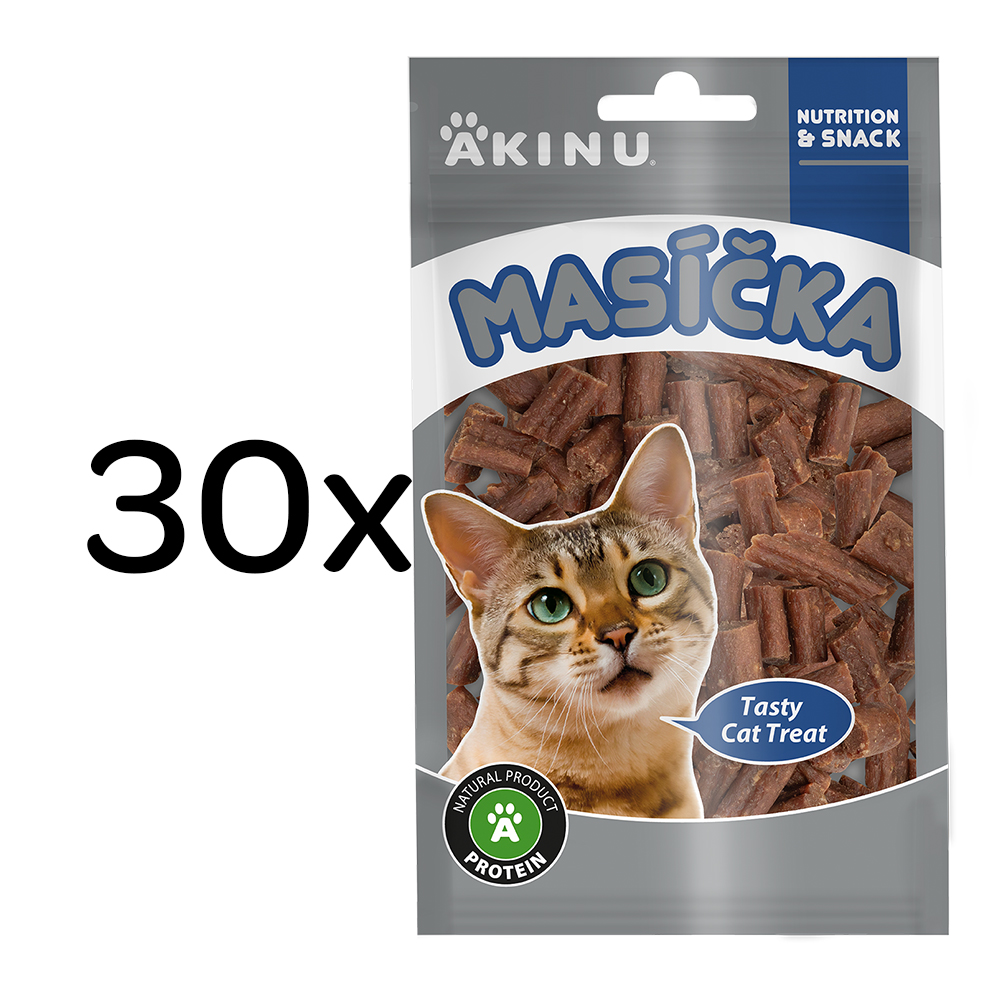 Akinu MASÍČKA Jehněčí kousky pamlsek pro kočky 30 x 50 g