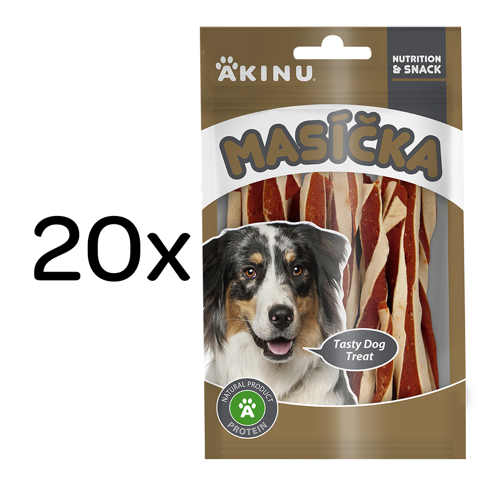 Akinu MASÍČKA Jehněčí twister pamlsek pro psy 20 x 75 g