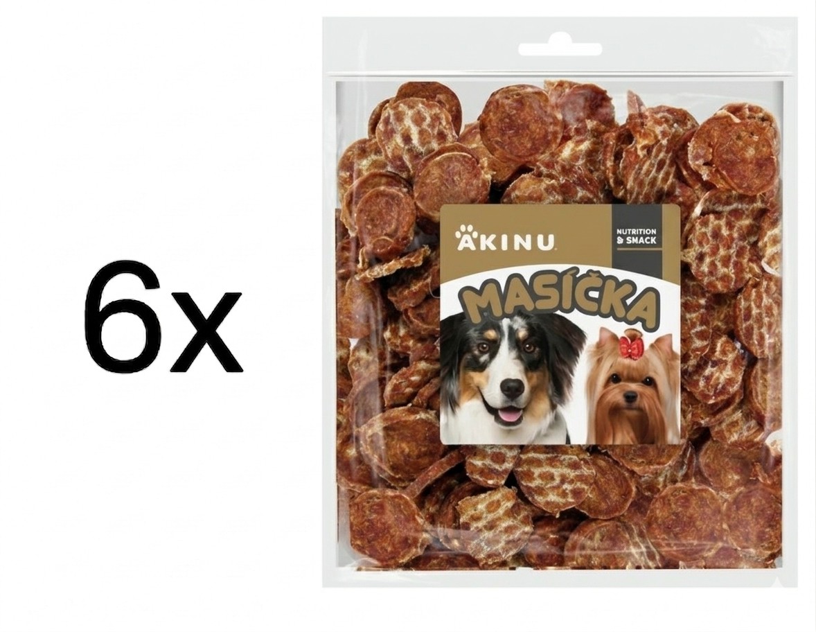 Akinu MASÍČKA Kachní chipsy pamlsek pro psy 6 x 300 g