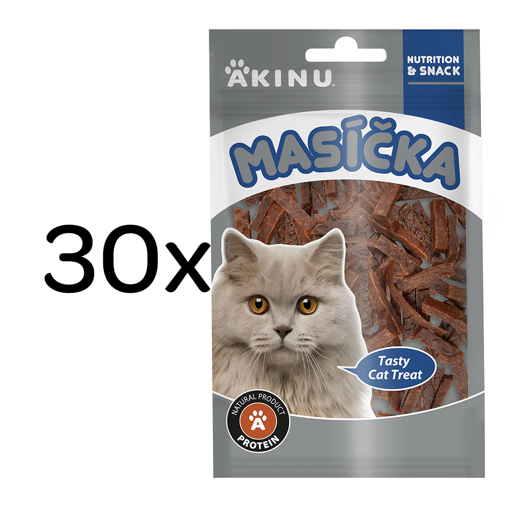 Akinu MASÍČKA Kachní nudličky pamlsek pro kočky 30 x 50 g