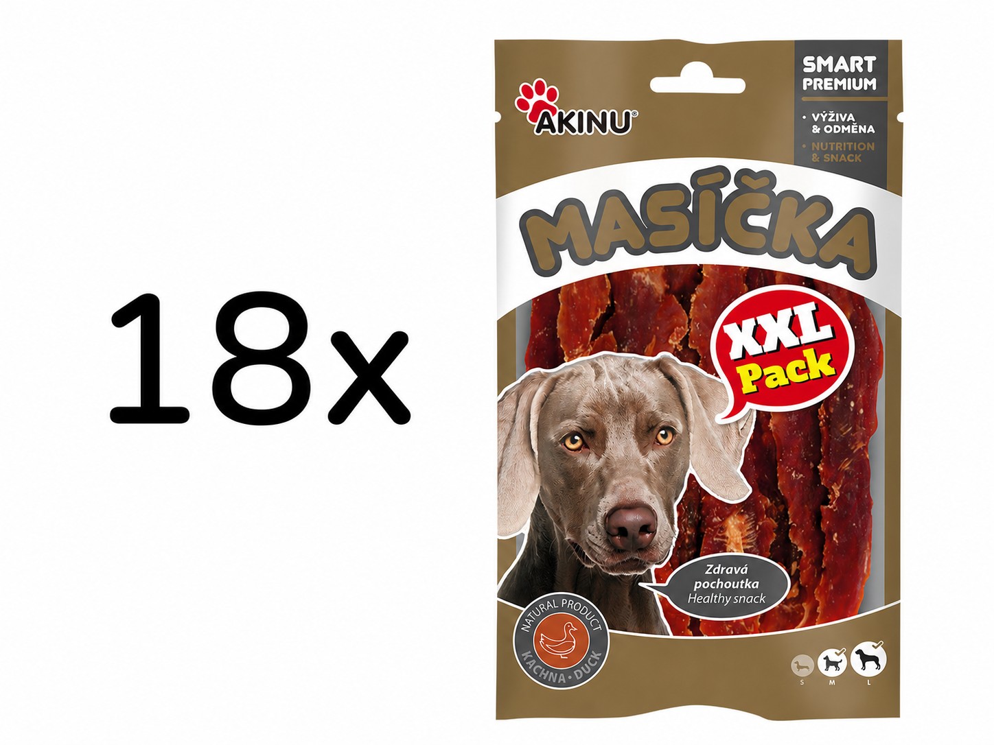 Akinu MASÍČKA Kachní prsíčka pamlsek pro psy XXL 18 x 90 g