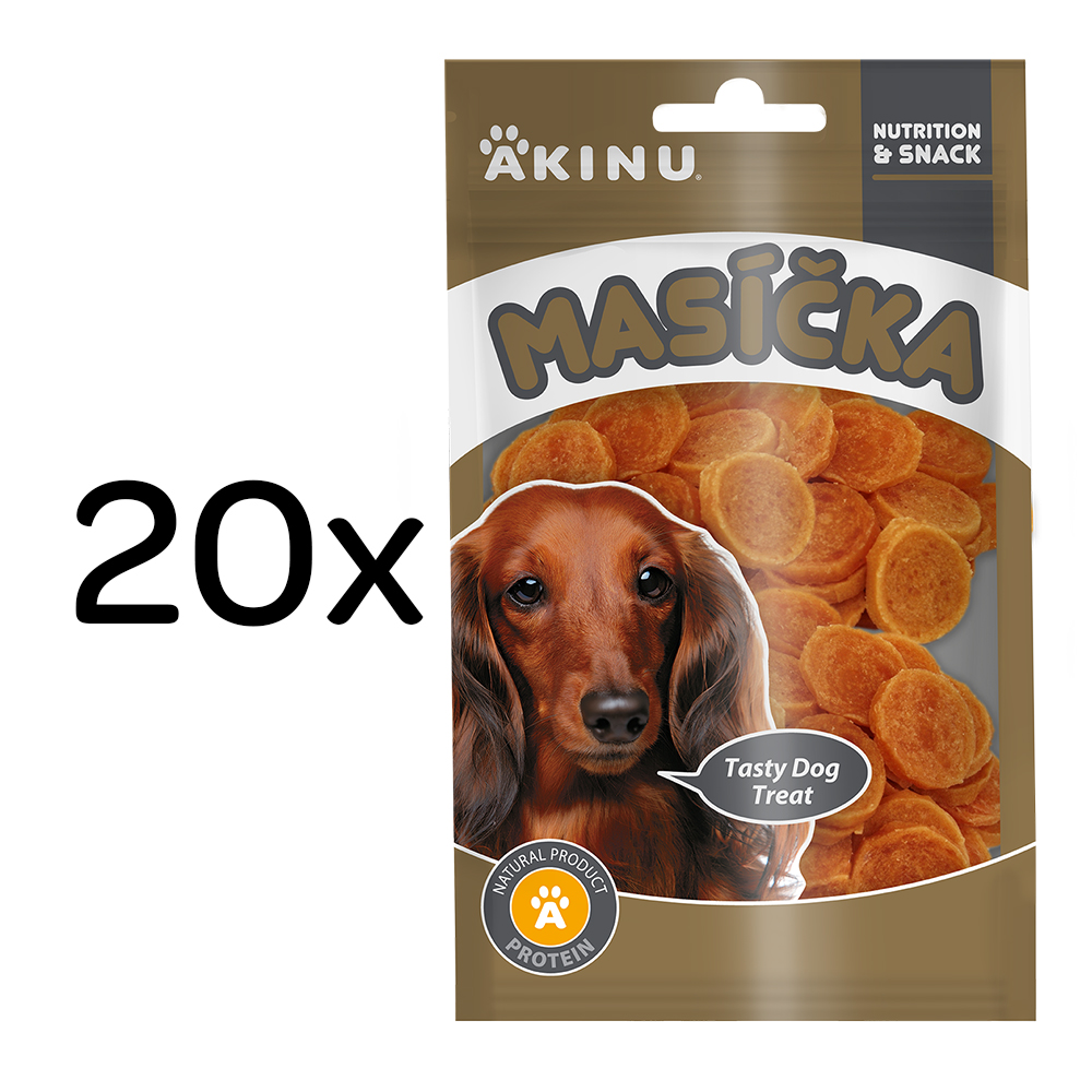 Akinu MASÍČKA Kuřecí chipsy pamlsek pro psy 20 x 75 g