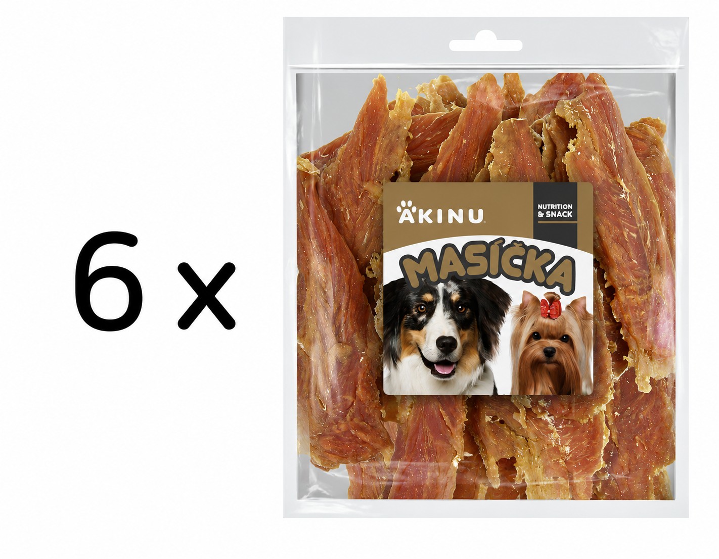 Akinu MASÍČKA Kuřecí stripsy pamlsek pro psy 6 x 300 g