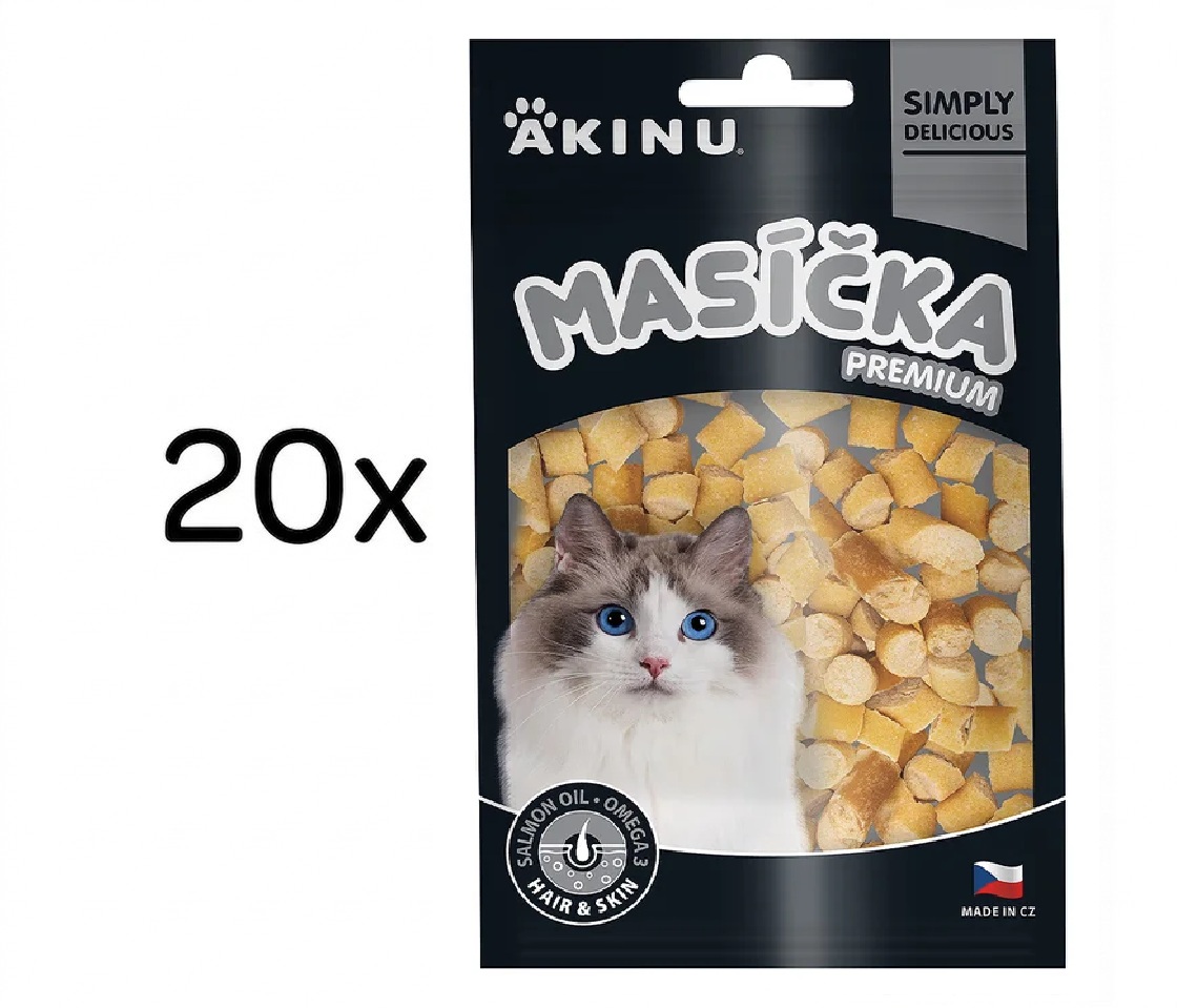 Akinu MASÍČKA PREMIUM Hair & Skin pamlsek pro kočky 20 x 50 g