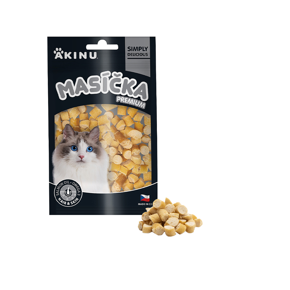 Akinu MASÍČKA PREMIUM Hair & Skin pamlsek pro kočky 50 g