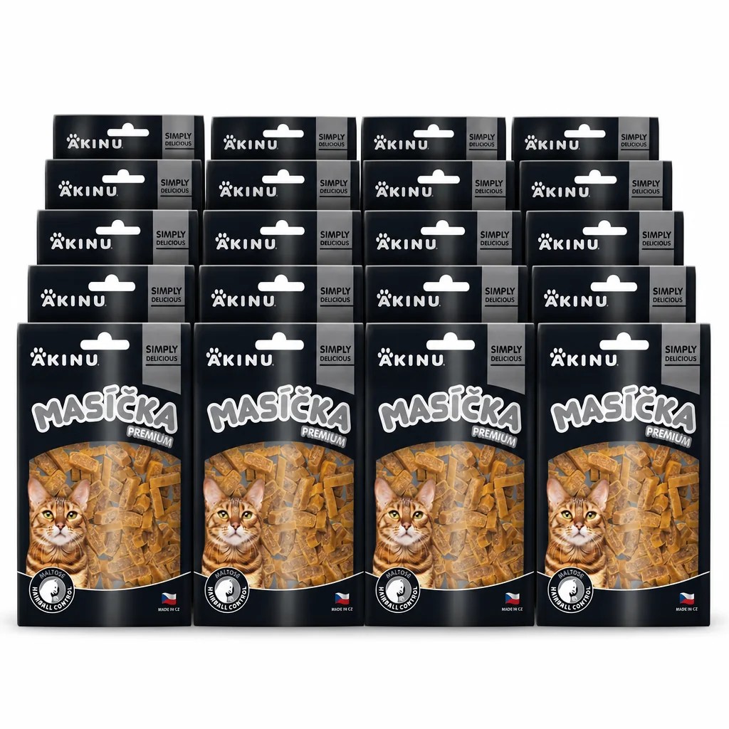 Akinu MASÍČKA PREMIUM Hairball Control pamlsek pro kočky 20 x 50 g