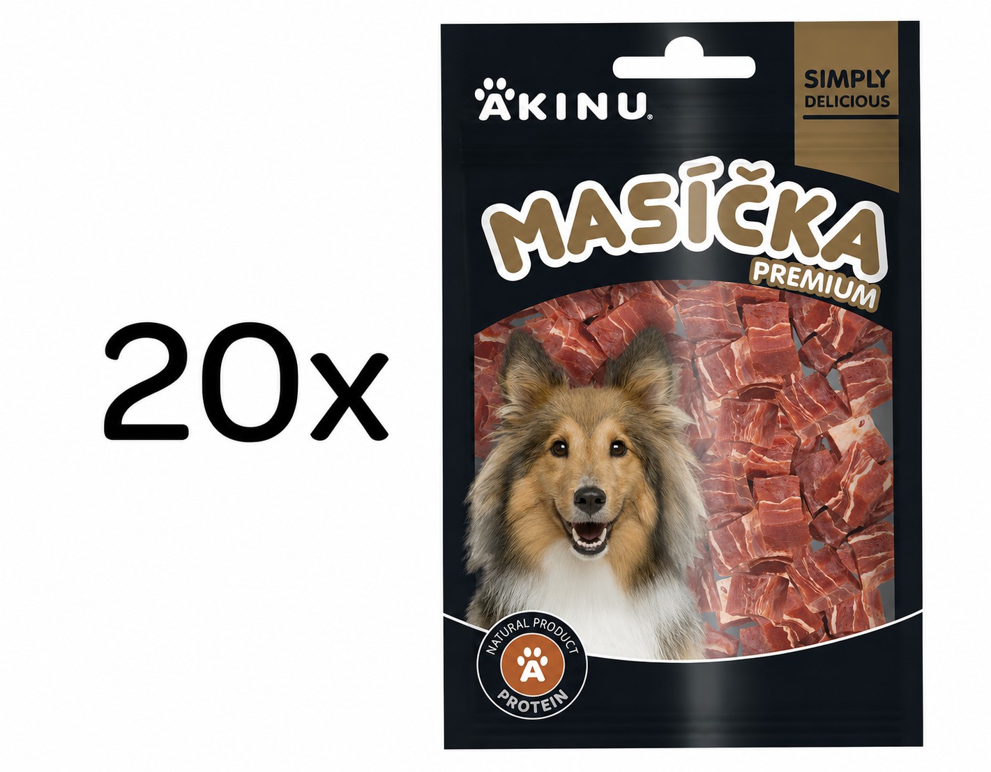 Akinu MASÍČKA PREMIUM Kachní měkké kostky pamlsek pro psy 20 x 75 g