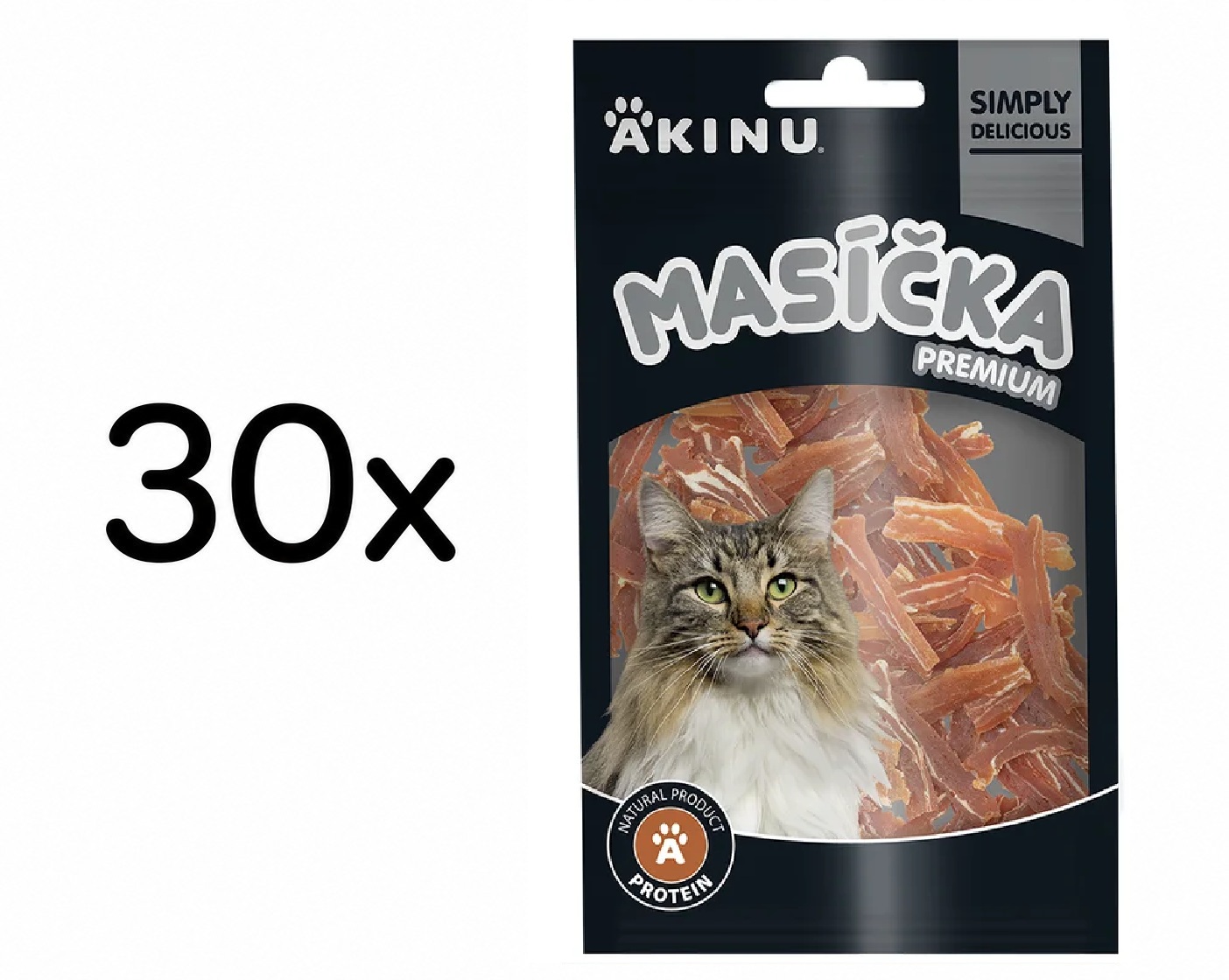 Akinu MASÍČKA PREMIUM Kachní plátky pro kočky mramorované 30 x 50 g