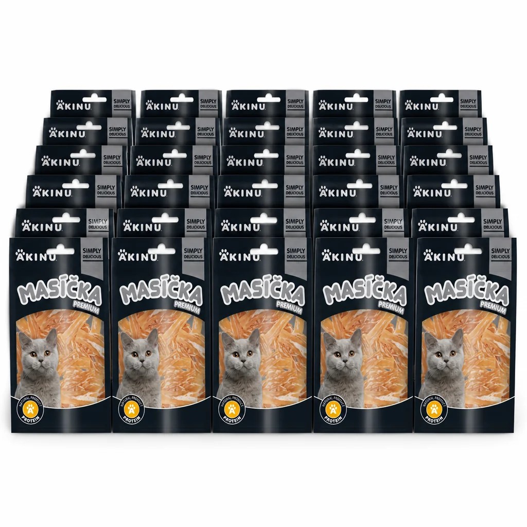 Akinu MASÍČKA PREMIUM Kuřecí plátky pro kočky mramorované 30 x 50 g