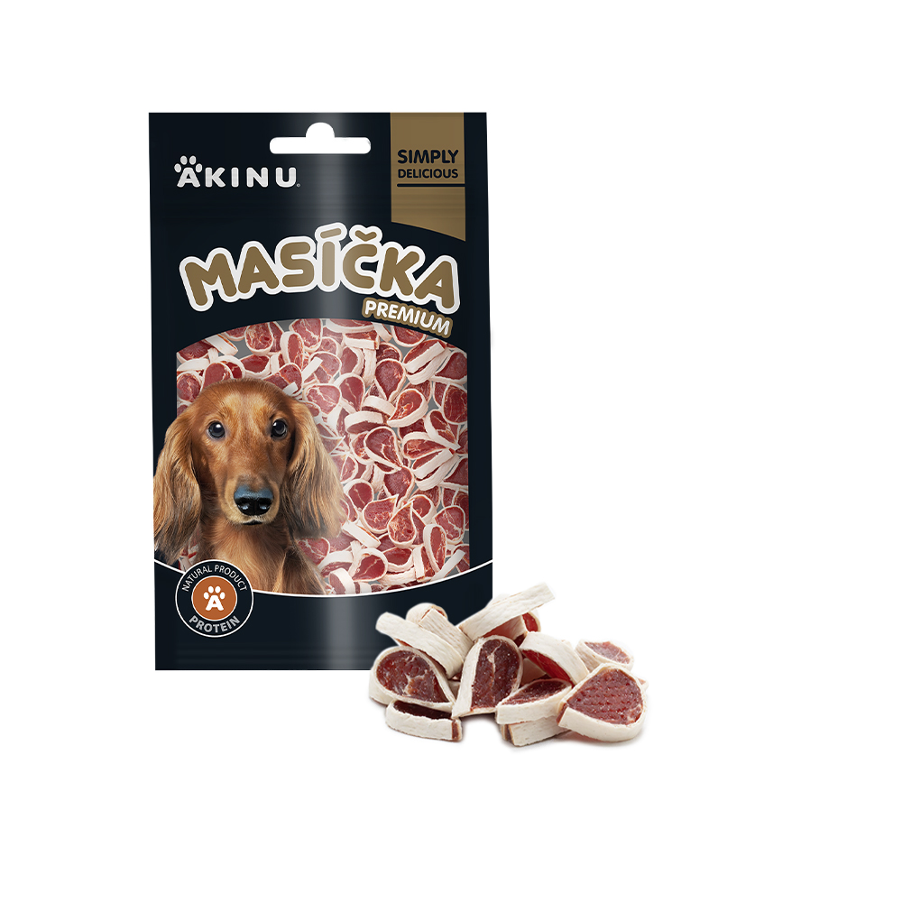 Akinu MASÍČKA PREMIUM Mini kachna pamlsek pro psy mramorovaný 75 g