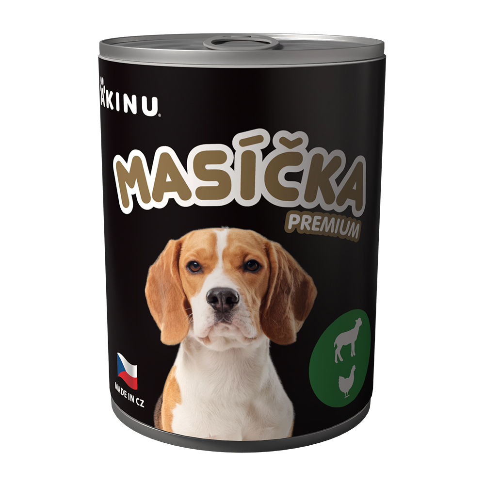 Akinu MASÍČKA PREMIUM Mleté s jehněčím konzerva pro psy 400 g