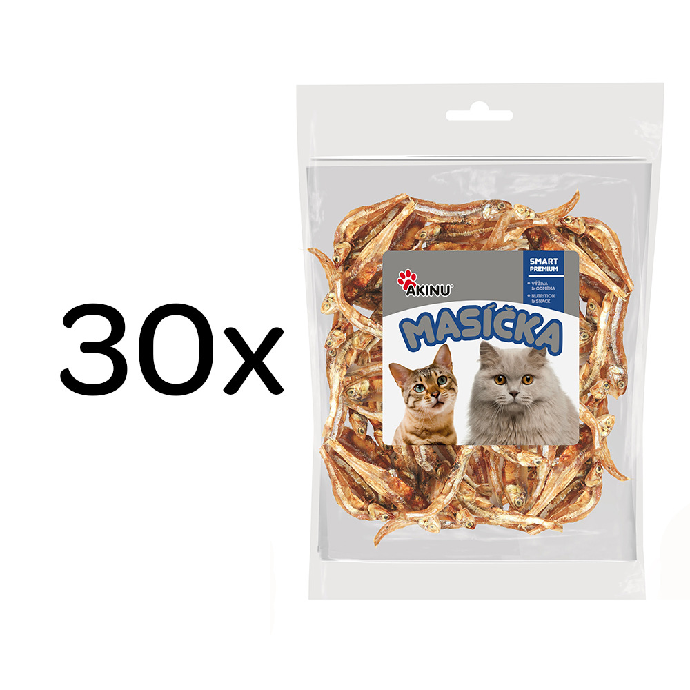 Akinu MASÍČKA Sušené rybičky pamlsek pro kočky 30 x 50 g
