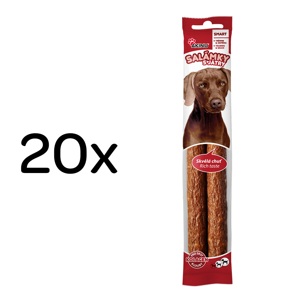Akinu MLSKA Játrové salámky pamlsek pro psy 22 cm 20 ks