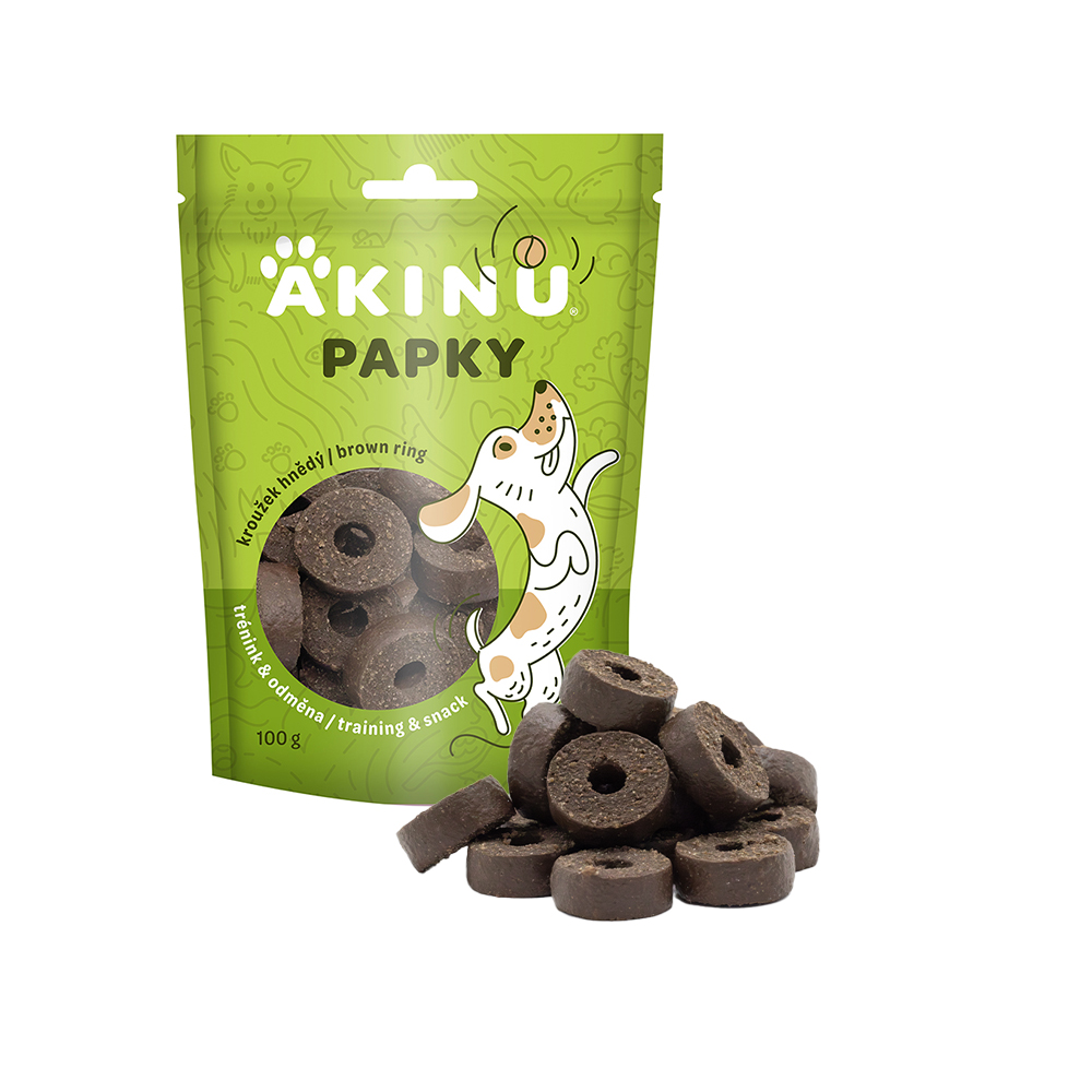 Akinu PAPKY Kroužek hnědý pamlsek pro psy 100 g