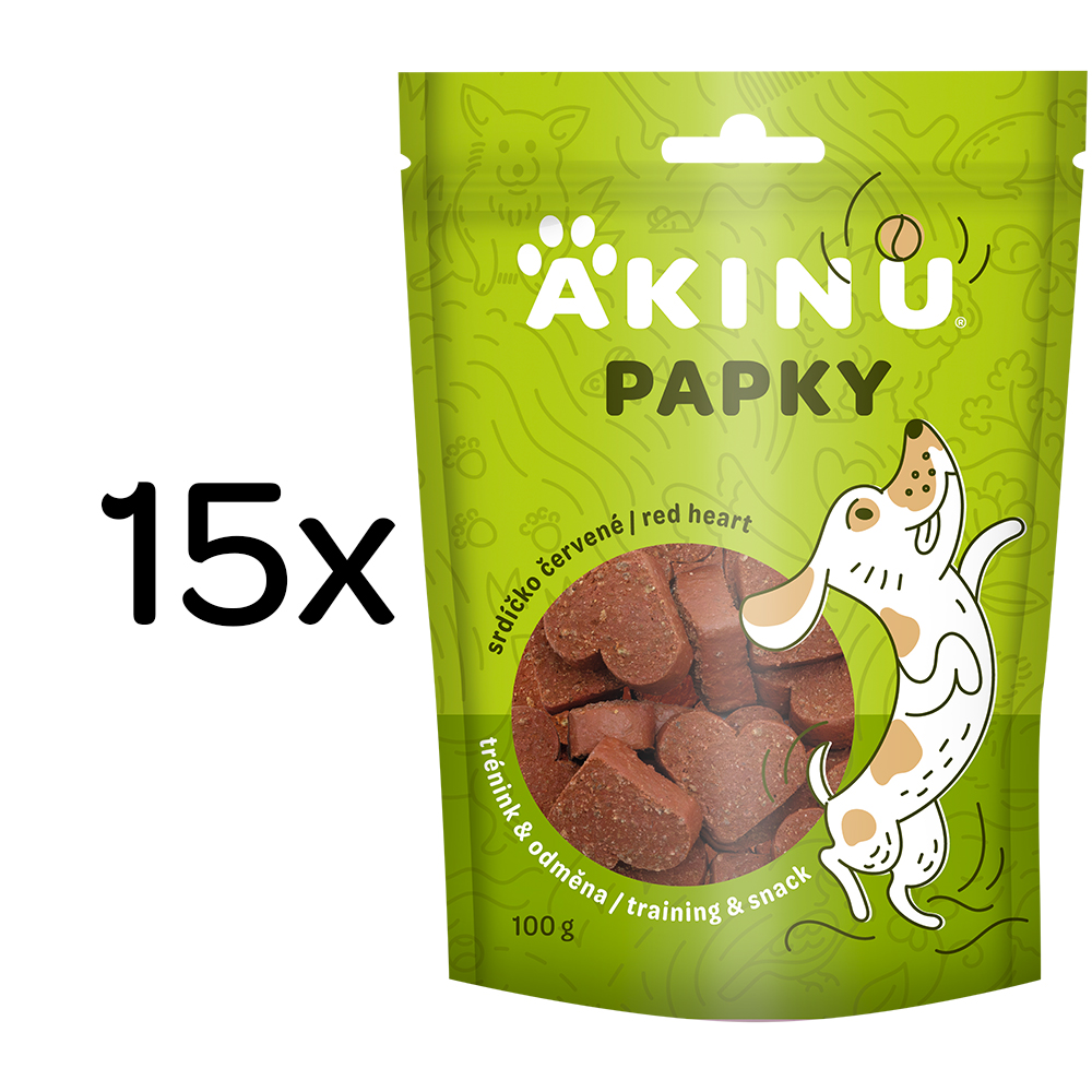 Akinu PAPKY Srdíčko červené pamlsek pro psy 15 x 100 g