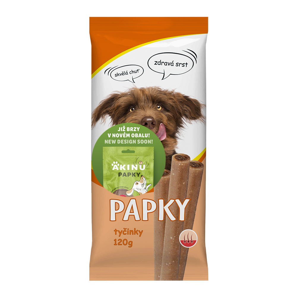 Akinu PAPKY Tyčinky pamlsek pro psy na srst a kůži 120 g