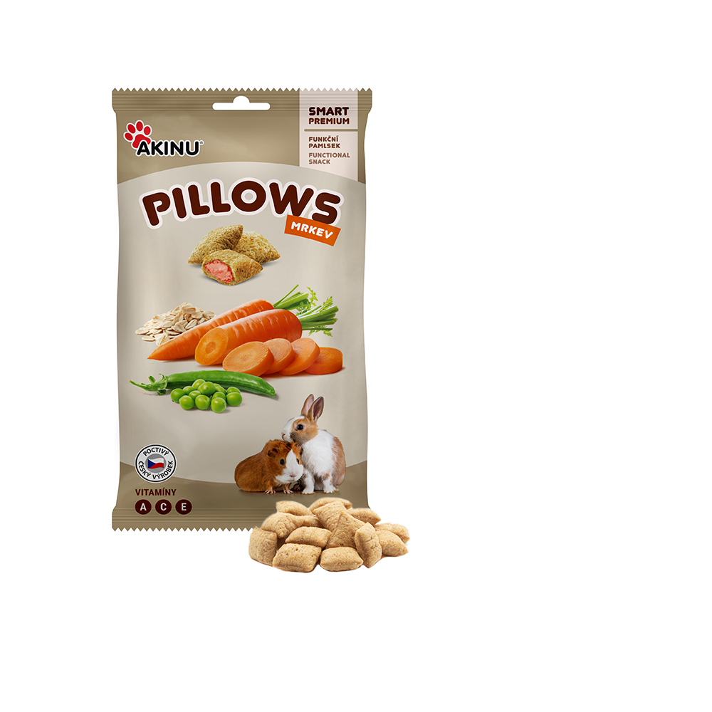 Akinu PILLOWS Polštářky s mrkví pamlsek pro hlodavce 40 g