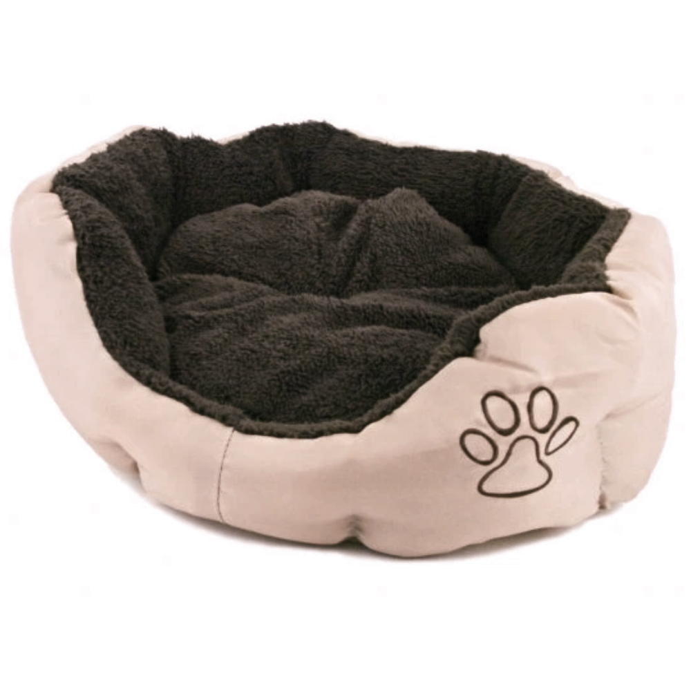 Akinu Pelech nylon & fleece kulatý s tlapkou pro psy béžový S 45 x 40 cm Barva: Béžová